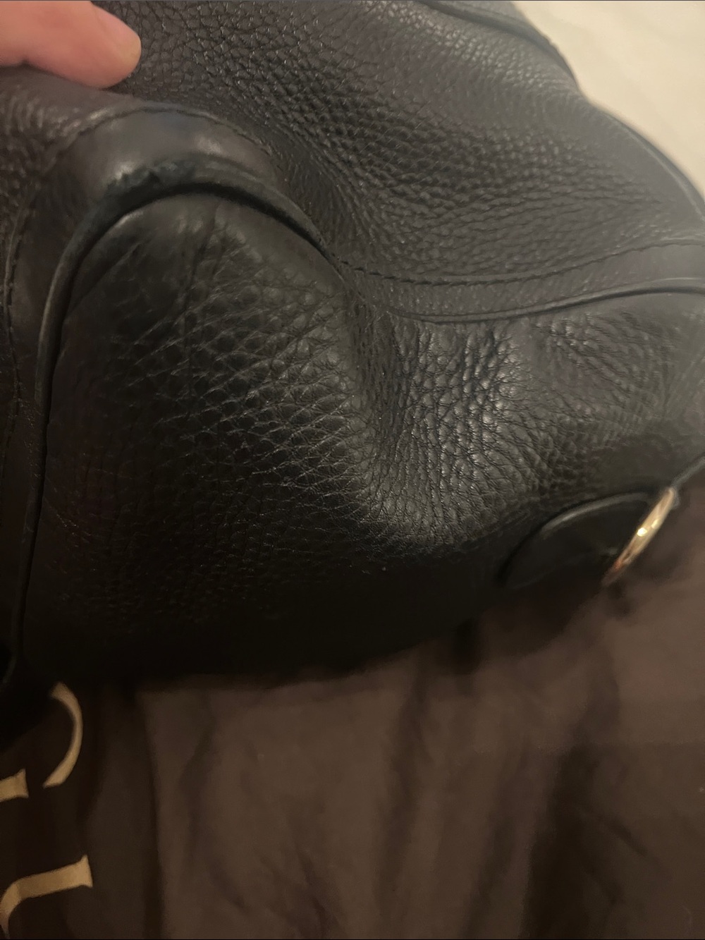 Gucci Black Leather Bowling Bag with Red & Green Web - Picture 5 of 7